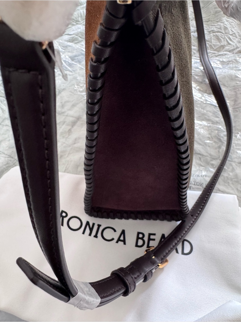 NWT Veronica Beard Vida Colorblock Suede Hobo Bag - Picture 8 of 16